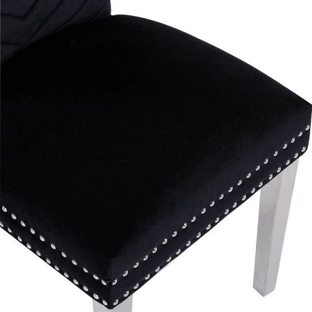 Alt view image 5 of 7 - 2 Piece Stainless Steel Legs Chair Finish with Velvet Fabric, Black, Seating for Dining