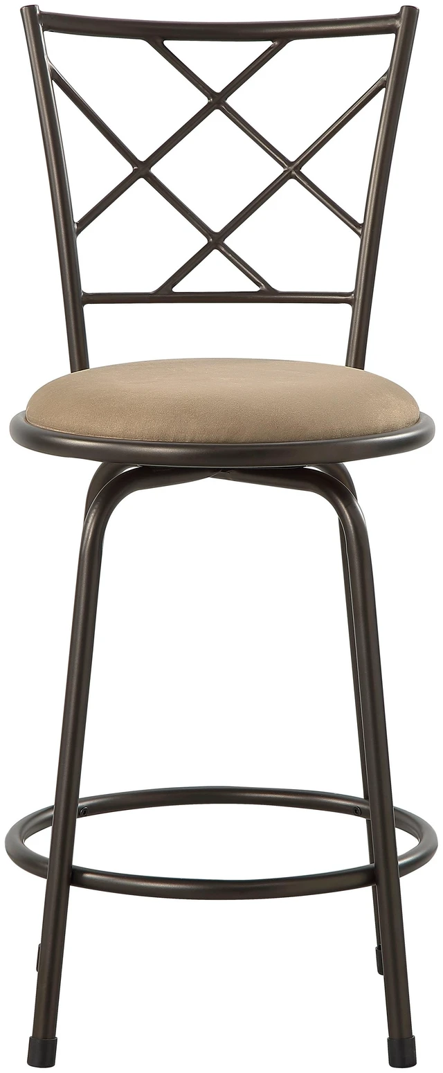 Alt view image 2 of 7 - Set Convertible Chairs Swivel Counter Height, Pub Height Bar Stools Rotating Seats Iron Frame Dining Furniture, Dark