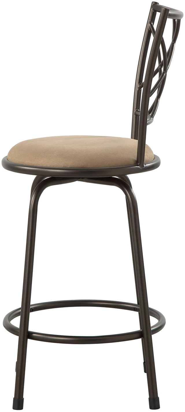 Alt view image 5 of 7 - Set Convertible Chairs Swivel Counter Height, Pub Height Bar Stools Rotating Seats Iron Frame Dining Furniture, Dark