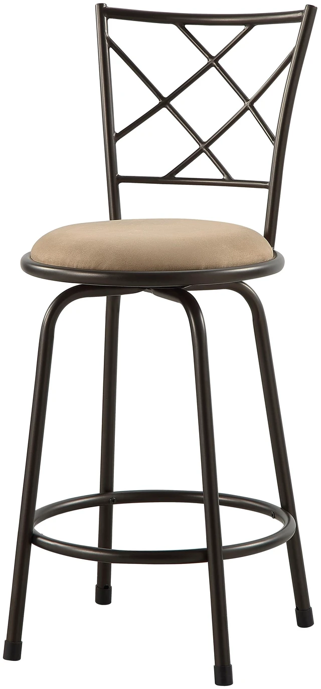 Alt view image 3 of 7 - Set Convertible Chairs Swivel Counter Height, Pub Height Bar Stools Rotating Seats Iron Frame Dining Furniture, Dark