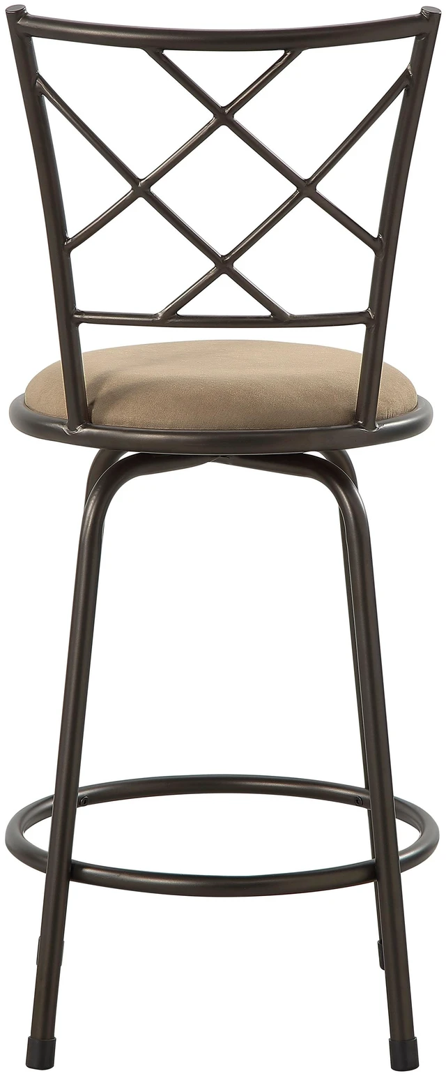 Alt view image 6 of 7 - Set Convertible Chairs Swivel Counter Height, Pub Height Bar Stools Rotating Seats Iron Frame Dining Furniture, Dark