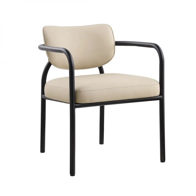 Alt view image 4 of 7 - Dining Chair with Upholstered Seat and Back, Iron Frame Armrests Kitchen and Dining Chair Sand, Sand, Iron