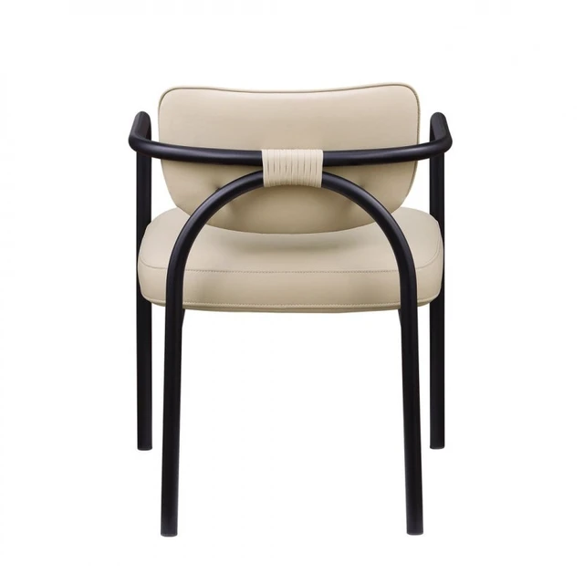 Alt view image 5 of 7 - Dining Chair with Upholstered Seat and Back, Iron Frame Armrests Kitchen and Dining Chair Sand, Sand, Iron