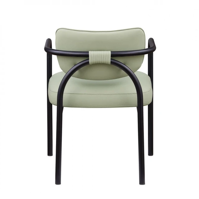 Alt view image 4 of 7 - Dining Chair with Upholstered Seat and Back, Iron Frame Armrests Kitchen and Dining Chair Sage, Sage, Iron