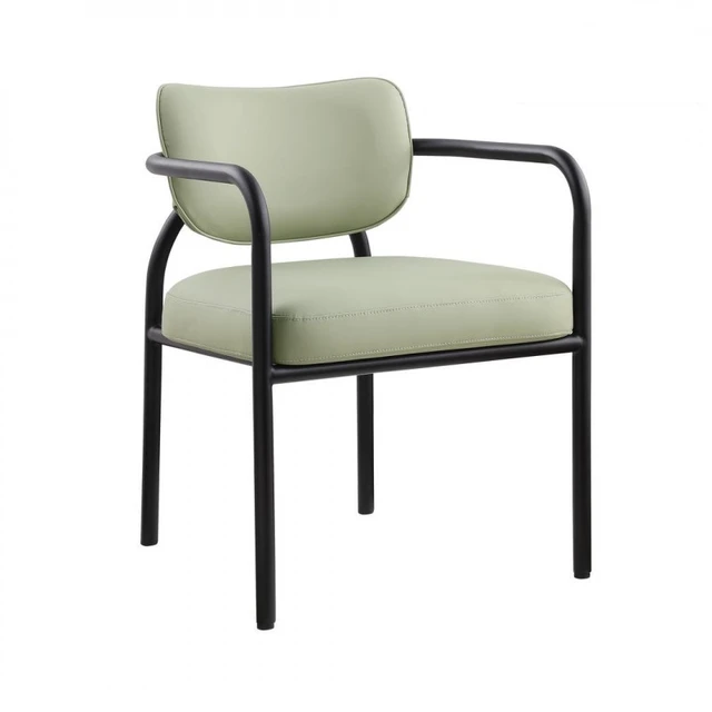 Alt view image 5 of 7 - Dining Chair with Upholstered Seat and Back, Iron Frame Armrests Kitchen and Dining Chair Sage, Sage, Iron