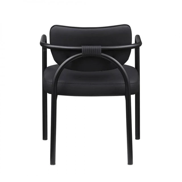 Alt view image 5 of 7 - Dining Chair with Upholstered Seat and Back, Iron Frame Armrests Kitchen and Dining Chair Ink, Inky Blue, Iron