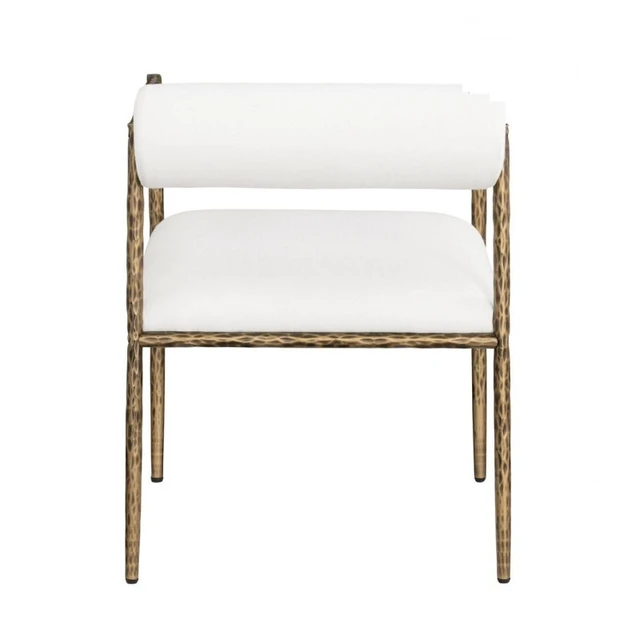 Alt view image 5 of 7 - Glam Dining Chair Set with Upholstered Seat and Back, Textured Gold Finish Iron Frame Armrests Kitchen and Dining