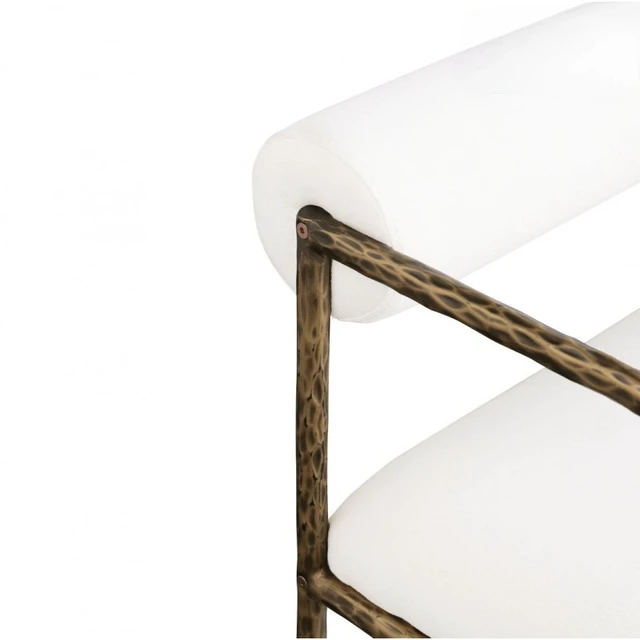 Alt view image 7 of 7 - Glam Dining Chair Set with Upholstered Seat and Back, Textured Gold Finish Iron Frame Armrests Kitchen and Dining