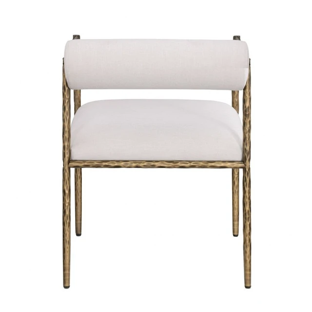 Alt view image 5 of 7 - Glam Dining Chair Set with Upholstered Seat and Back, Textured Gold Finish Iron Frame Armrests Kitchen and Dining Chair