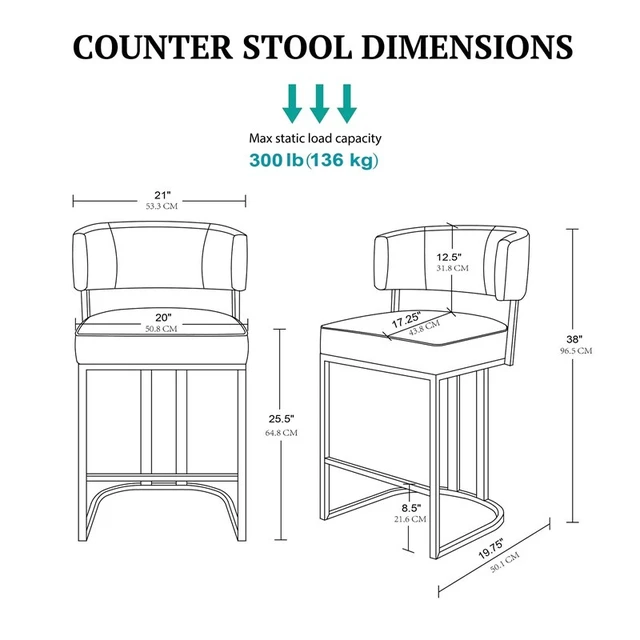 Alt view image 7 of 7 - One Size Upholstered Counter Stool, Ivory, Seating for Dining