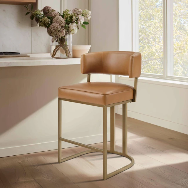 Main image of One Size Upholstered Counter Stool, Brown, Seating for Dining