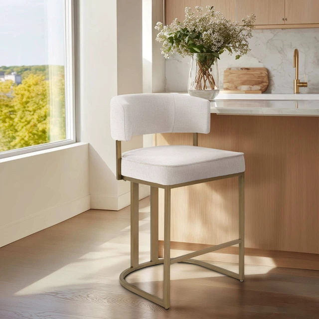Alt view image 2 of 7 - One Size Upholstered Counter Stool, Ivory, Seating for Dining