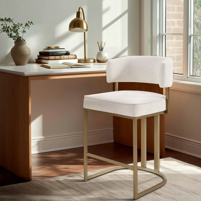 Main image of One Size Upholstered Counter Stool, Ivory, Seating for Dining