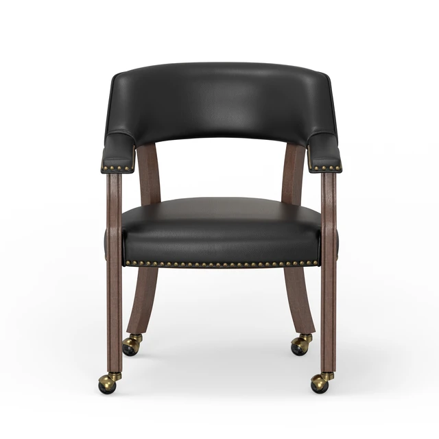 Alt view image 4 of 7 - Dining and Game Chair in with Faux Leather, Walnut Brown, Wood, Seating for Dining