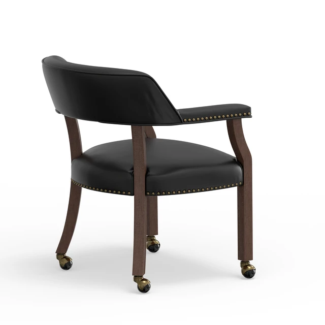 Alt view image 6 of 7 - Dining and Game Chair in with Faux Leather, Walnut Brown, Wood, Seating for Dining