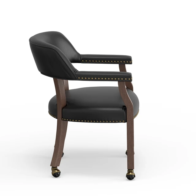 Alt view image 5 of 7 - Dining and Game Chair in with Faux Leather, Walnut Brown, Wood, Seating for Dining
