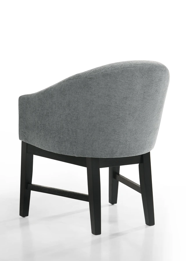 Alt view image 4 of 5 - Set Gray Fabric Barrel Dining Chair with Black Finish Legs, Wood and Fabric, Seating for Dining