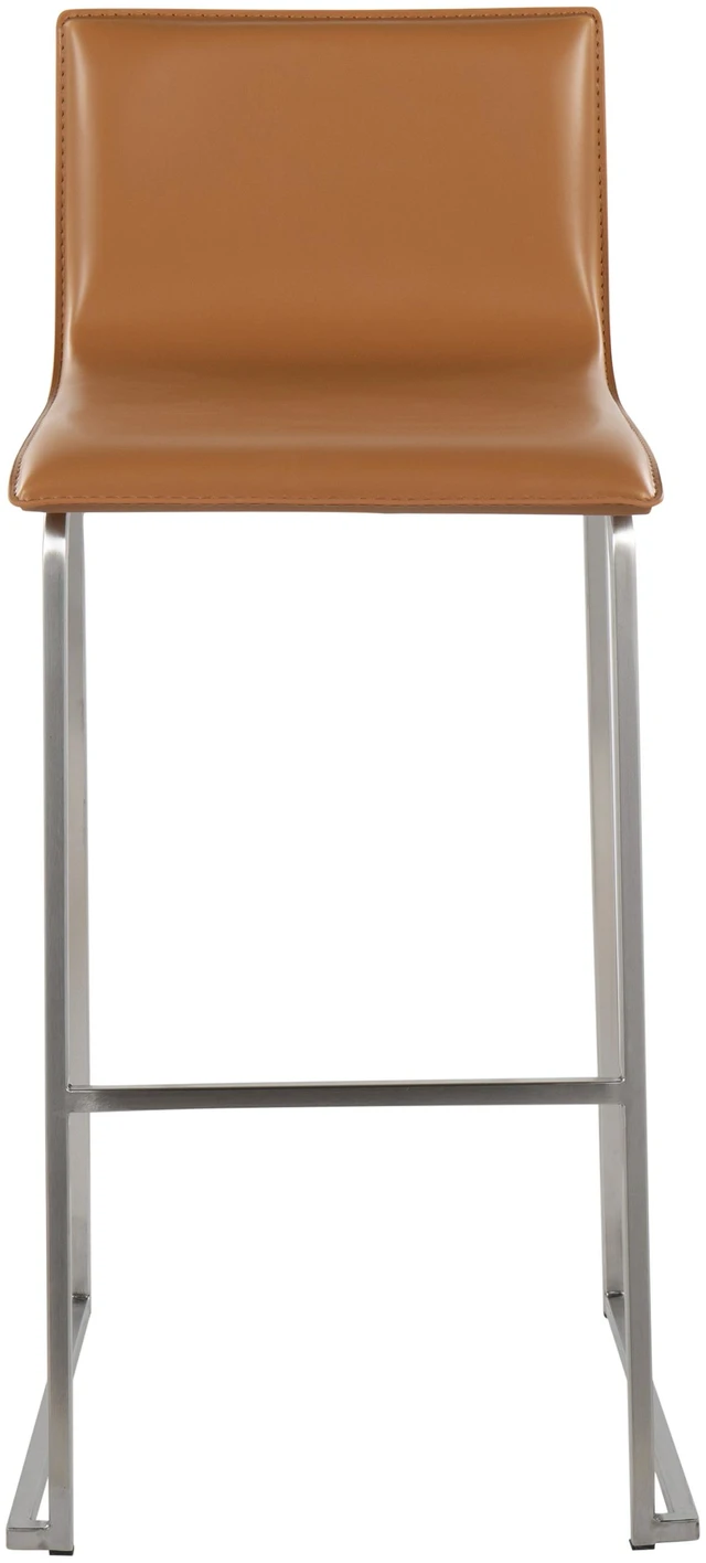 Alt view image 4 of 7 - Barstool in Stainless Steel and Faux Leather Set, Camel, Seating for Dining