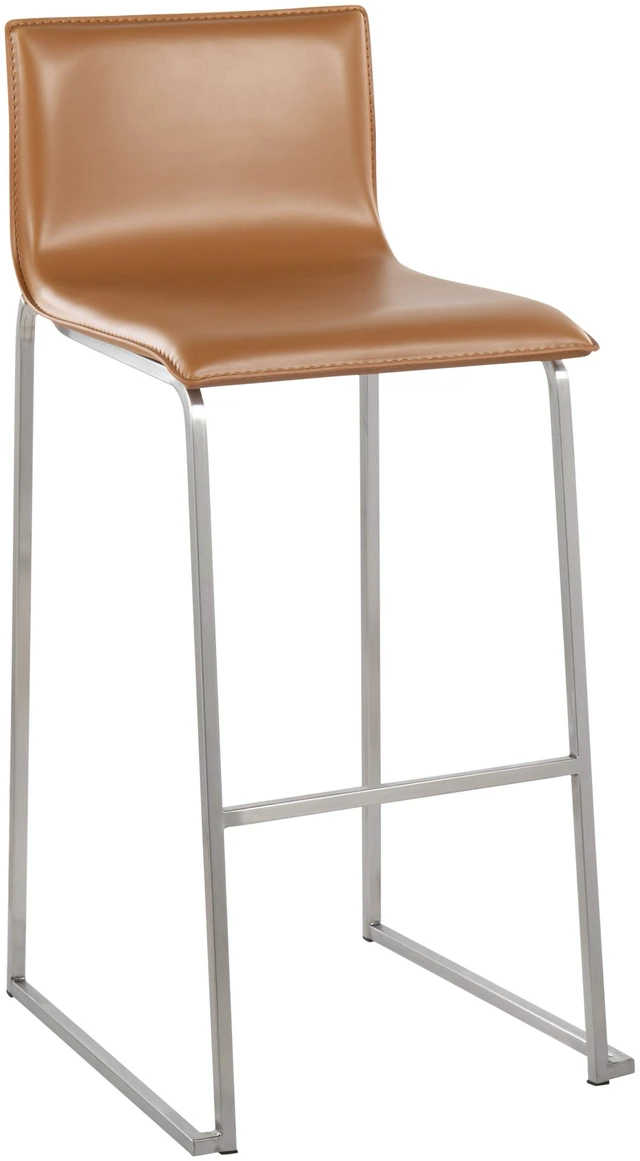 Alt view image 5 of 7 - Barstool in Stainless Steel and Faux Leather Set, Camel, Seating for Dining