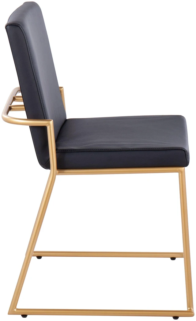 Alt view image 3 of 5 - Dining Chair in Steel and Faux Leather Set, Black, Seating for Dining