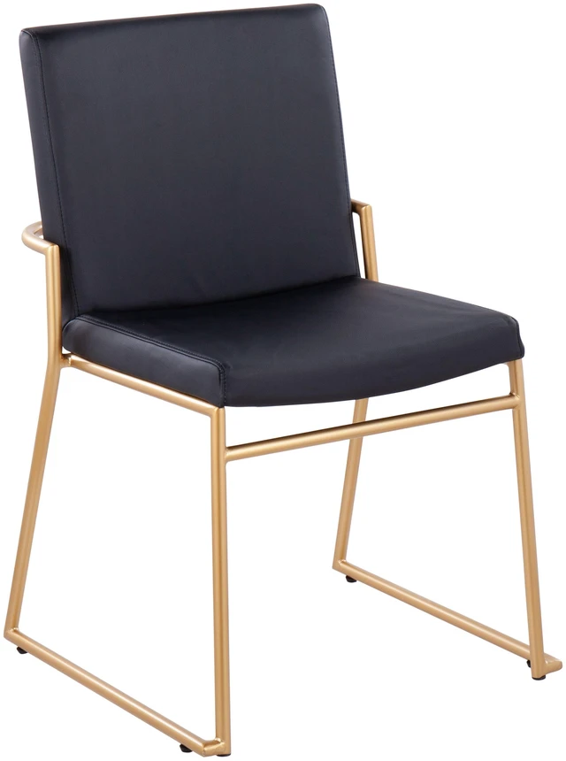 Alt view image 2 of 5 - Dining Chair in Steel and Faux Leather Set, Black, Seating for Dining