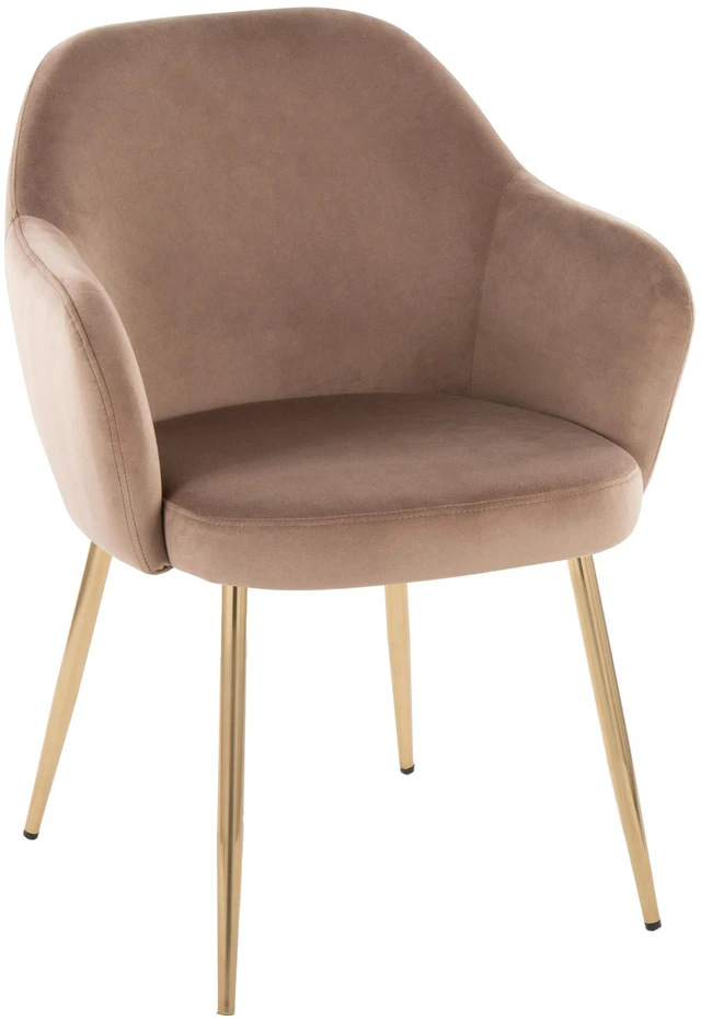 Alt view image 2 of 6 - Dining Chair in Gold Metal and Velvet Set, Brown, Seating for Dining