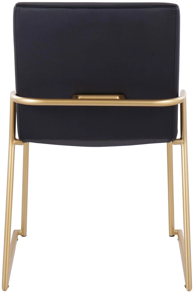 Alt view image 5 of 5 - Dining Chair in Steel and Faux Leather Set, Black, Seating for Dining