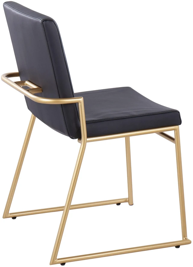 Alt view image 4 of 5 - Dining Chair in Steel and Faux Leather Set, Black, Seating for Dining