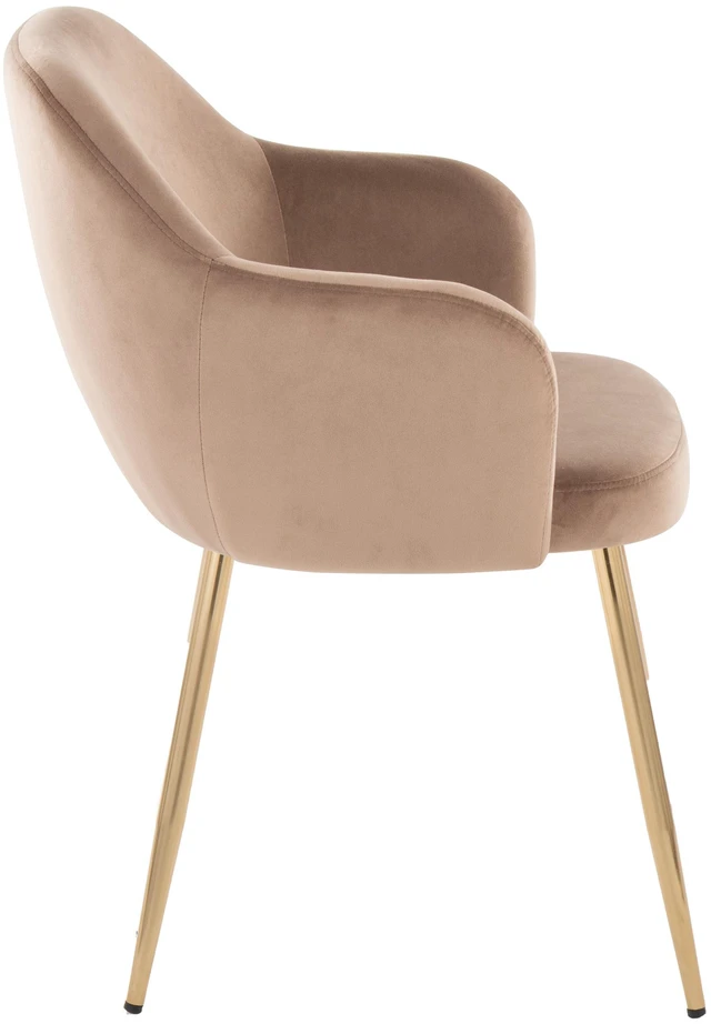 Alt view image 5 of 6 - Dining Chair in Gold Metal and Velvet Set, Brown, Seating for Dining