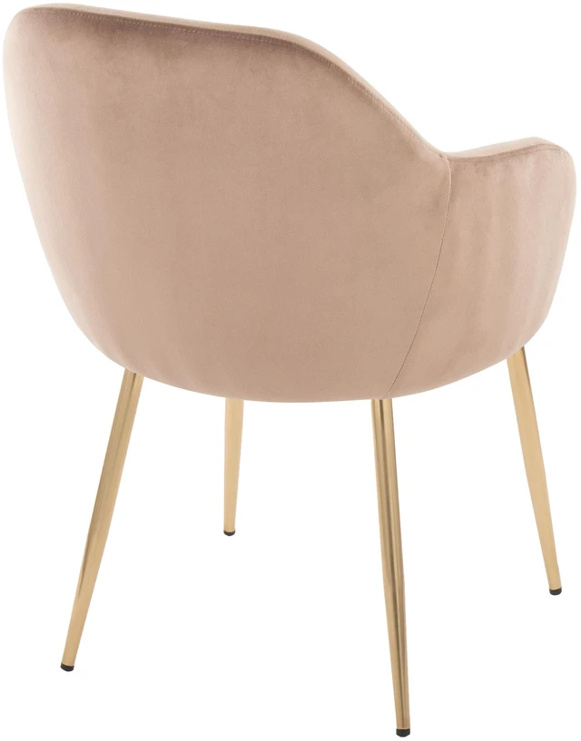 Alt view image 3 of 6 - Dining Chair in Gold Metal and Velvet Set, Brown, Seating for Dining