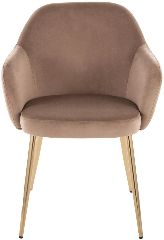 Alt view image 4 of 6 - Dining Chair in Gold Metal and Velvet Set, Brown, Seating for Dining