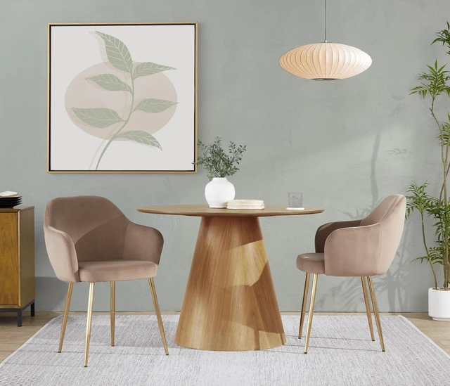 Main image of Dining Chair in Gold Metal and Velvet Set, Brown, Seating for Dining