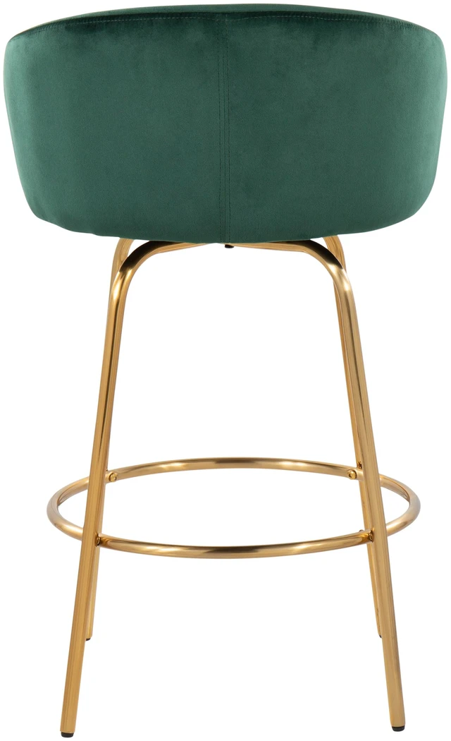 Alt view image 5 of 5 - Counter Stool in Steel and Velvet Set, Green, Seating for Dining