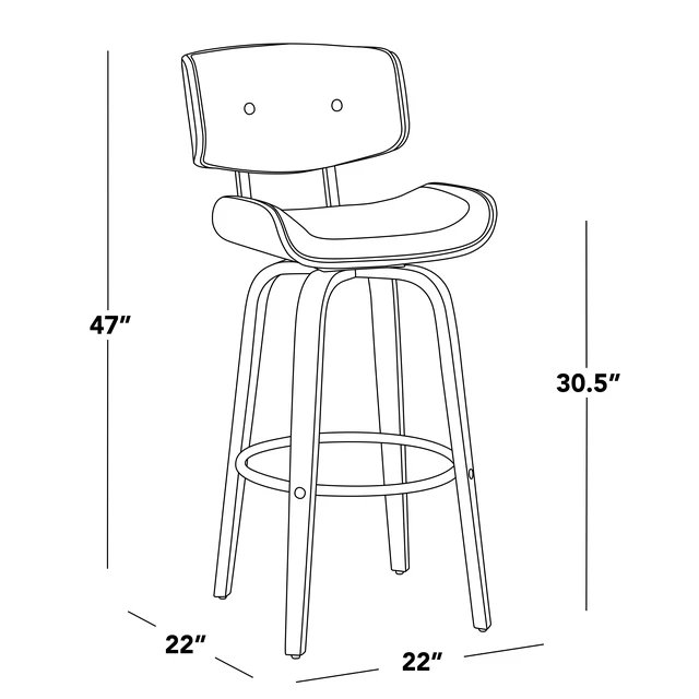 Alt view image 3 of 7 - Fixed Height Counter Stool with Swivel in and Faux Leather with Round Black Metal Footrest Set, Espresso, PU Leather
