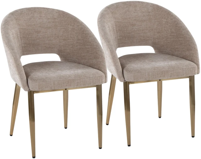 Main image of Chair in Gold Metal and Brown Fabric, Light Brown, Metal and Velvet, Seating for Dining