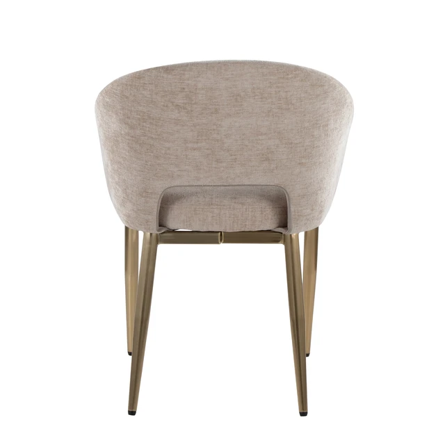 Alt view image 6 of 6 - Chair in Gold Metal and Brown Fabric, Light Brown, Metal and Velvet, Seating for Dining