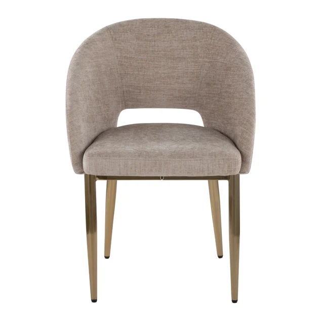 Alt view image 5 of 6 - Chair in Gold Metal and Brown Fabric, Light Brown, Metal and Velvet, Seating for Dining