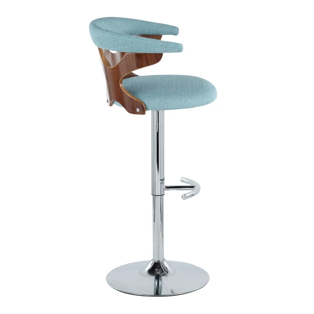 Alt view image 5 of 7 - Mid-Century Adjustable Barstool with Swivel, Teal Fabric Set, Seating for Dining