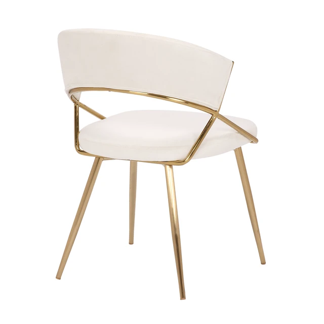Alt view image 4 of 5 - Jie Glam Dining Chair in Steel and Velvet Set, Cream, Seating for Dining