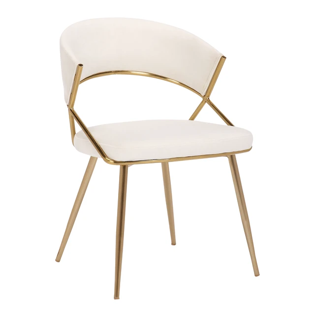 Alt view image 2 of 5 - Jie Glam Dining Chair in Steel and Velvet Set, Cream, Seating for Dining