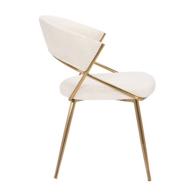 Alt view image 3 of 5 - Jie Glam Dining Chair in Steel and Velvet Set, Cream, Seating for Dining