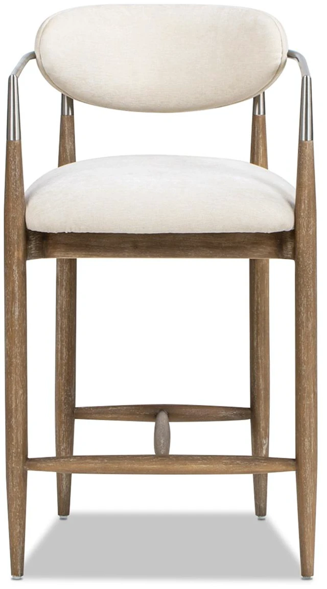 Alt view image 4 of 7 - Artemis 26 Inch Mixed Material Upholstered Counter Stool, Chenille, White, Seating for Dining