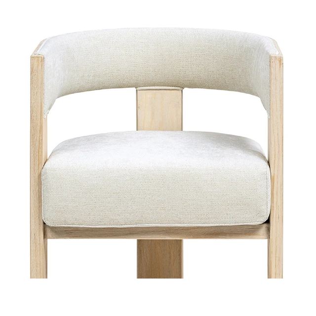 Alt view image 4 of 5 - Upholstered Reclaimed Dining Arm Chair, Soft Flax Chenille, Light Beige, Chenille, Seating for Dining