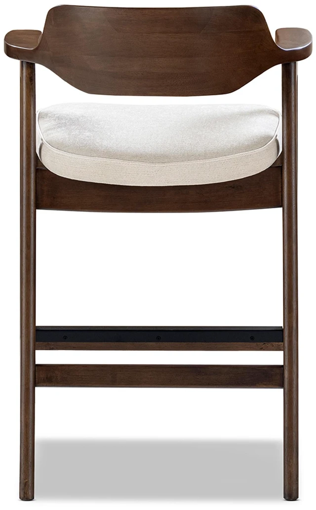 Alt view image 7 of 7 - 29.5 Inch Upholstered Reclaimed Pine Bar Stool, Soft Flax Chenille, Light Beige, Chenille, Seating for Dining