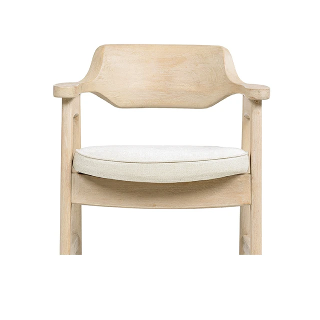 Alt view image 4 of 5 - 26.5 Inch Upholstered Reclaimed Pine Counter Stool, Soft Flax Chenille, Light Beige, Chenille, Seating for Dining