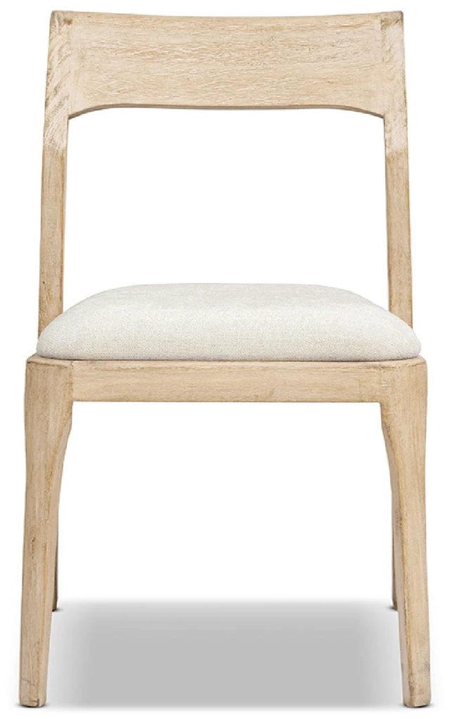 Alt view image 4 of 5 - Upholstered Reclaimed Dining Chair Set, Soft Flax Chenille, Natural and Light Brown, Chenille, Seating for Dining