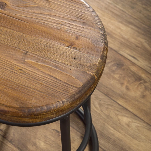 Alt view image 3 of 5 - Jaden 24 Inch Counter Stool Iron, Brown Black, Wood and Metal, Seating for Dining