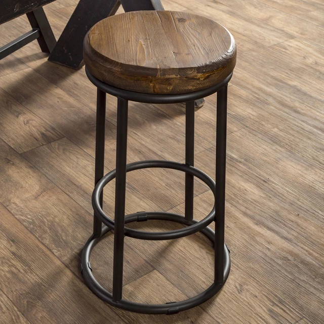 Alt view image 5 of 5 - Jaden 24 Inch Counter Stool Iron, Brown Black, Wood and Metal, Seating for Dining