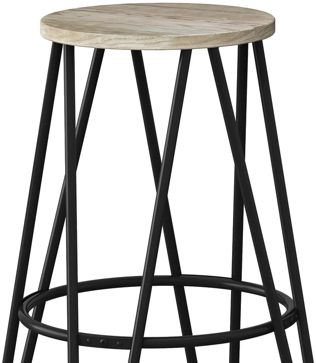 Alt view image 5 of 7 - Webster Solid Elm 26 Inch Metal Counter Height Stool with Wood Seat Set 2, Brown, Seating for Dining