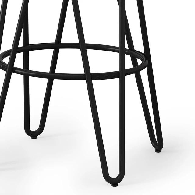 Alt view image 4 of 7 - Webster Solid Elm 26 Inch Metal Counter Height Stool with Wood Seat Set 2, Brown, Seating for Dining